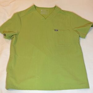 Figs Technical Men's Lime Green V-Neck Tee Size Medium